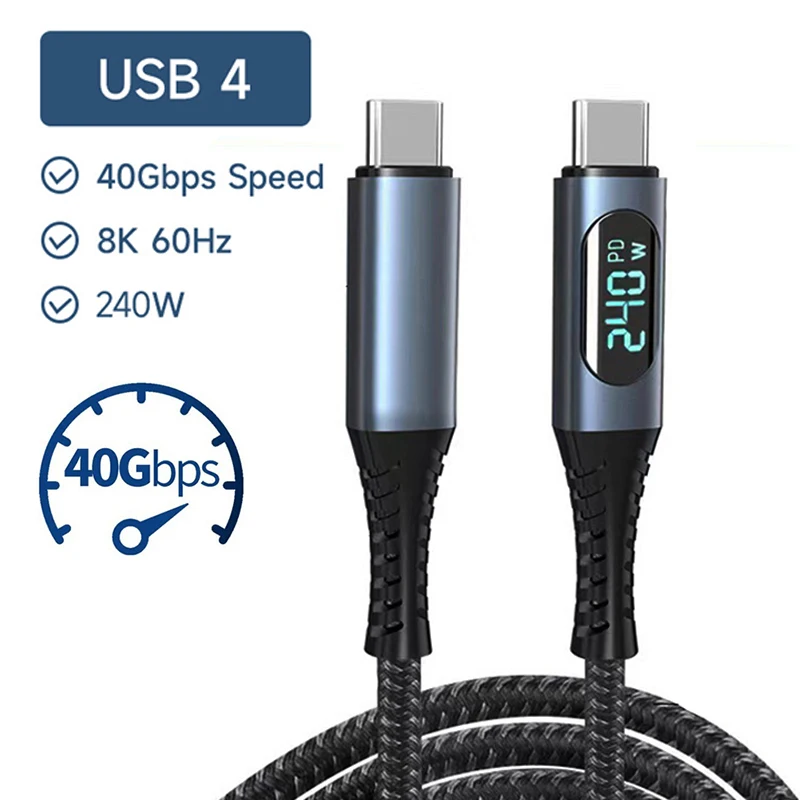 

Thunder-bolt 4 Digital Display Data Cable 8K 60Hz Fast Charging Cable USB4.0 40Gbps Type C to C For Nintendo Switch MacBook Pro
