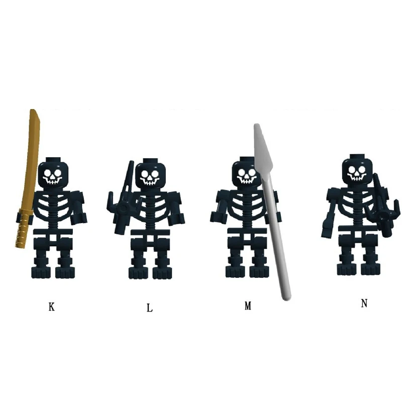 Средневековый скелет строительный блок корпус солдат Военная серия копье армия