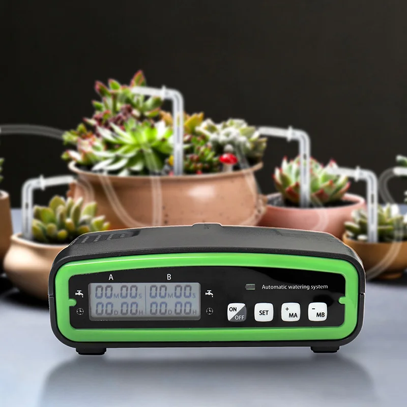 Double Pump Automatic Intelligent Watering Device Set Potted Plant Drip Irrigation Controller Watering Timer Sprinkler System