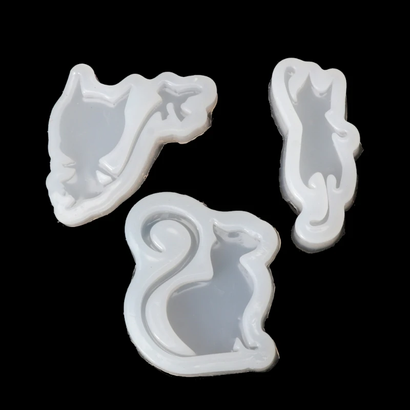 

3Pc for Cat Silicone Mold DIY Animal Pendant Necklace Jewelry Mould Resin Craft 40GB
