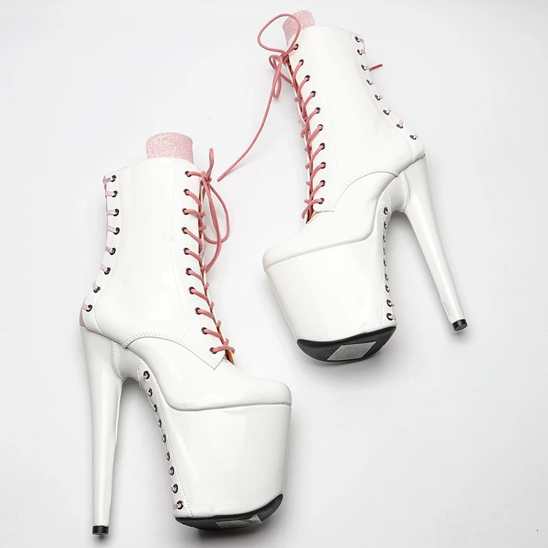 Leecabe 20CM/8inches Patent PU Pole dancing shoes High Heel platform Boots  Pole Dance boots