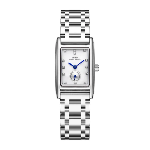 IBSO женские прямоугольные кварцевые часы Роскошные женские наручные часы с ремешком из нержавеющей стали 3ATM водонепроницаемые японские кварцевые часы #9688