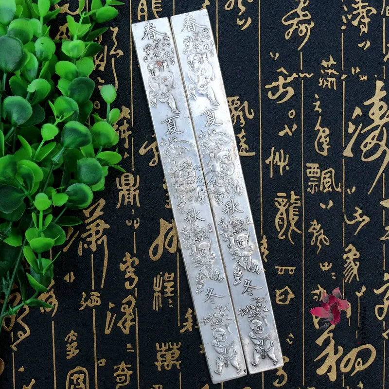 Chinese Calligraphy Paperweights Multifunction Paperweight Simple Cupronickel Paperweights Carved Pattern Paper Pressing Prop