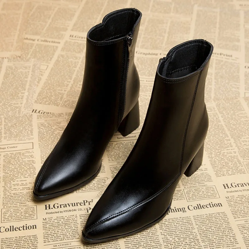 

Women High Heels Zipper Chelsea Ankle Boots 2022 Winter New Fashion Thick Pumps Motocycle Boots Casual Ladies Shoes Snow Botas