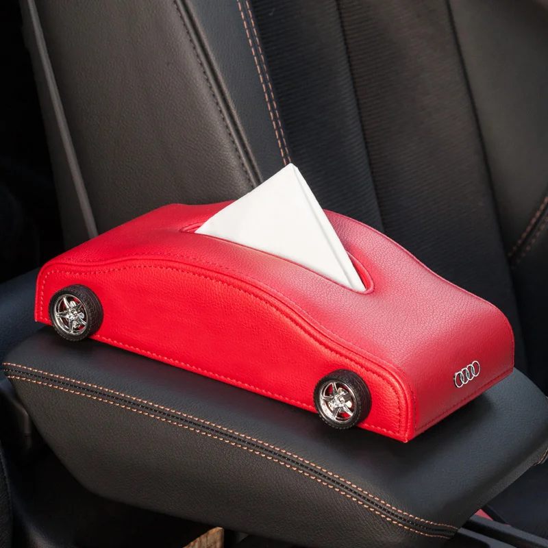 

Decorative Tissue Box For Audi Logo Car Tissue Box Leather Removable Towel Box Restaurant Office Home Decorative Fashion Gift