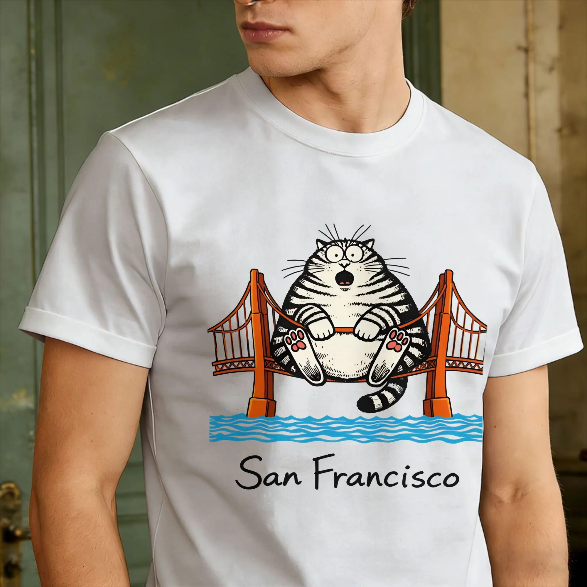 Фото Футболка с изображением кошки San Francisco Cat T-Shirt Project Hail Mary, модные футболки с короткими рукавами, винтажные топы, летние футболки из чистого хлопка, размеры 4XL, 5XL, 6XL №3