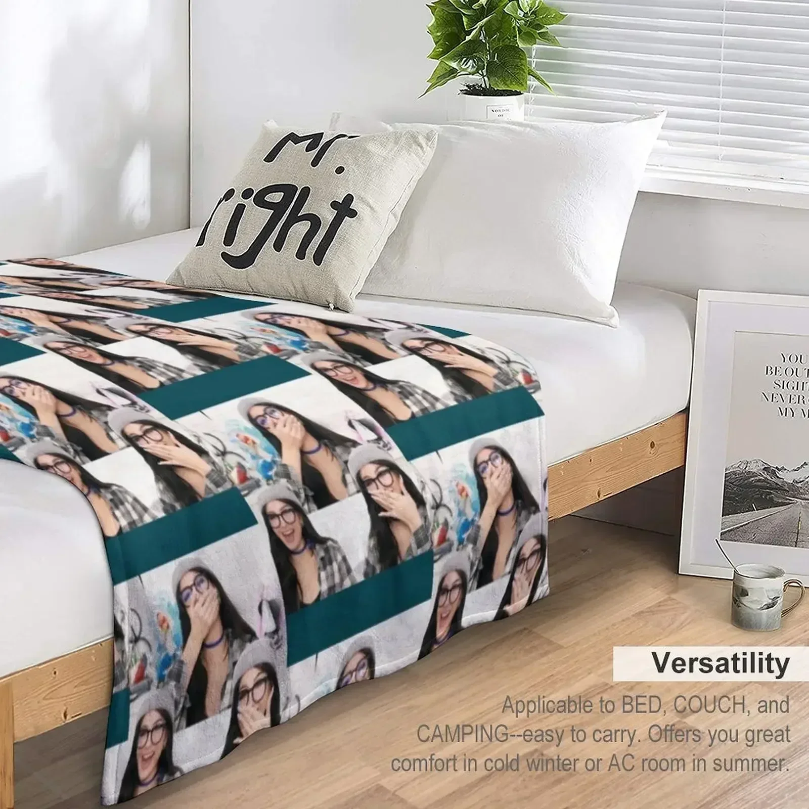 Одеяло Sssniperwolf смеющийся коллаж большое индивидуальное подарочное декоративное