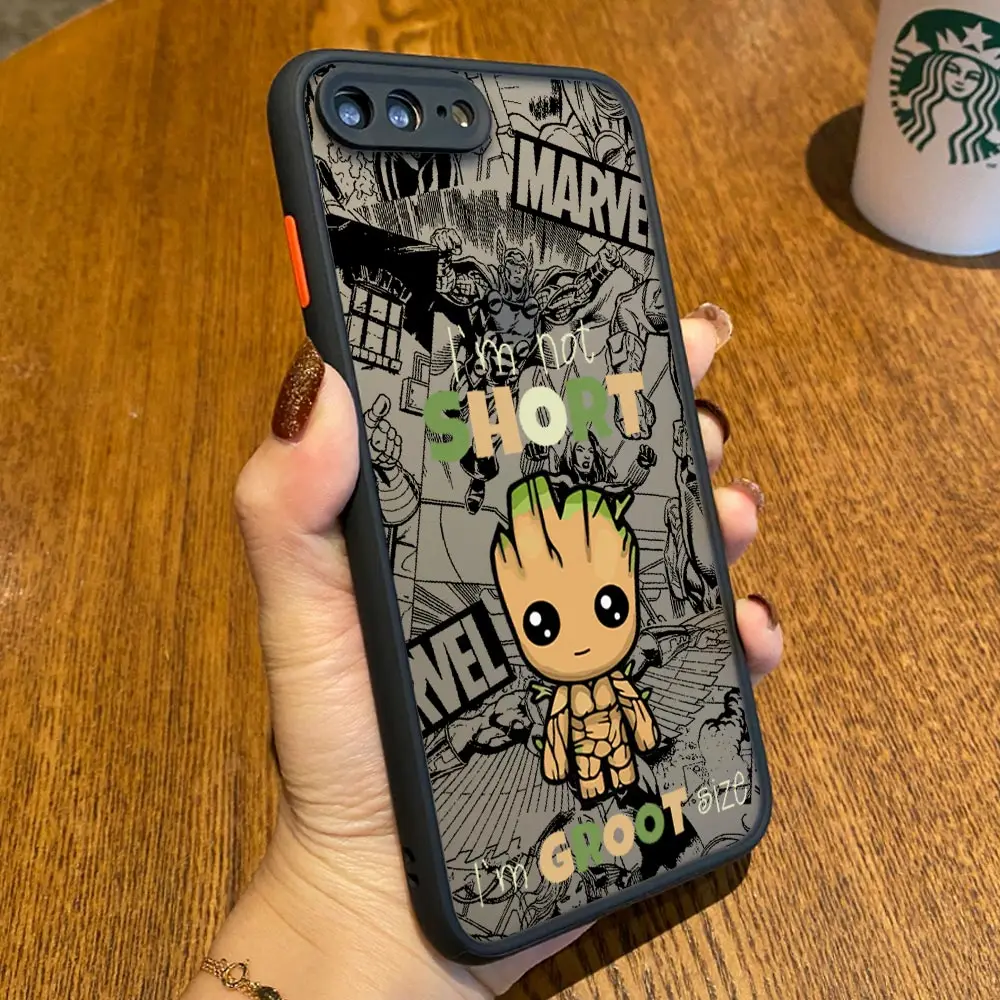 Фото Противоударный матовый чехол-броня Groot Rocket Raccoon Marvel для iPhone 17E 17 16 16E 15 14 13 12 11 Pro Max 17 Air 7 8 Plus XS №4
