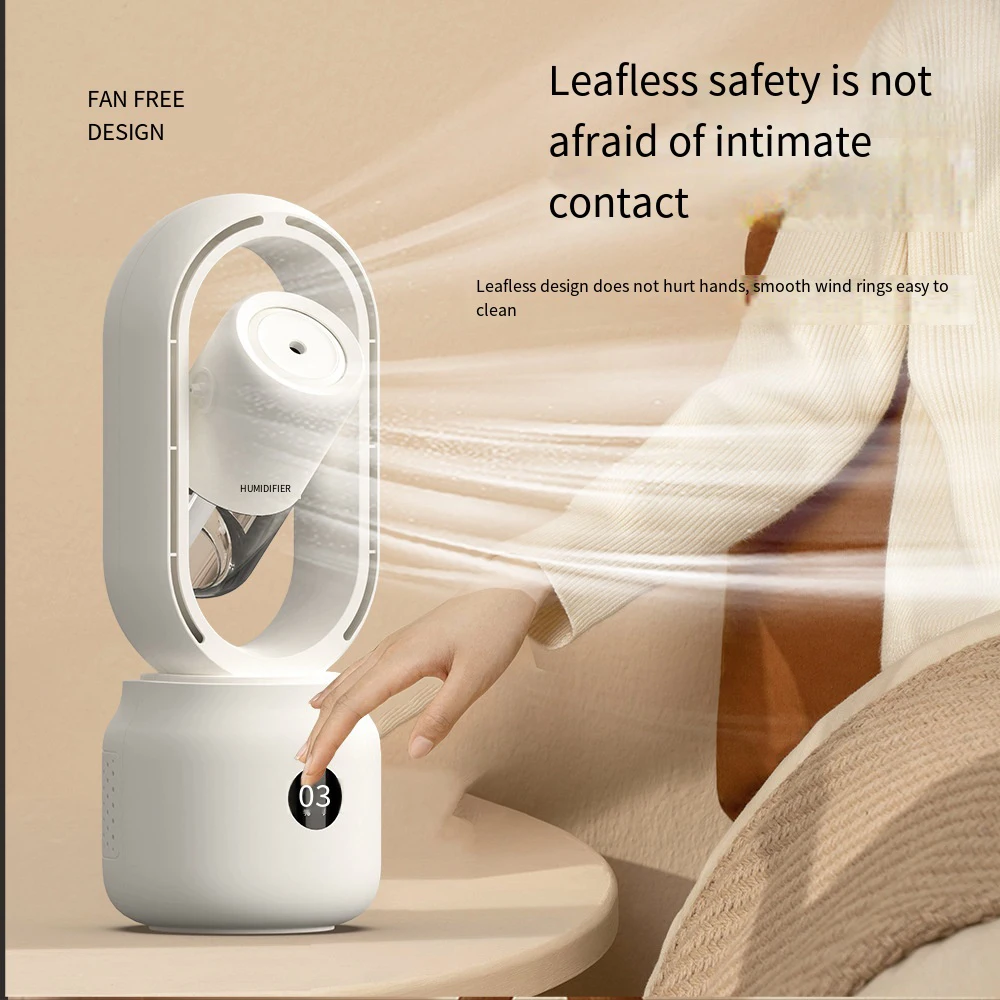 

New Desktop Mist Fan Portable Fan Air Cooler USB Rechargeable Fan with Night Light Summer Air Cooler