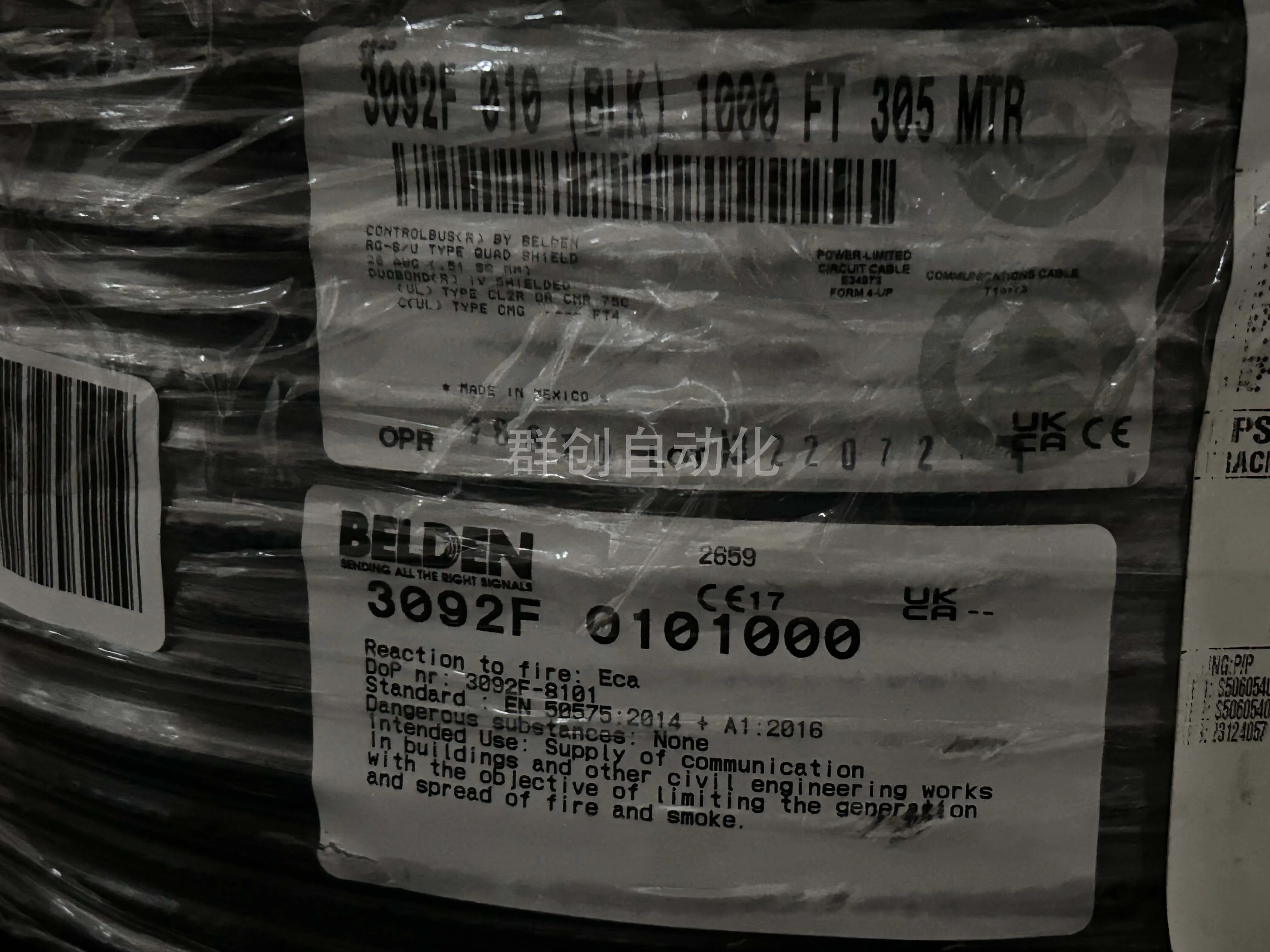 Фото Коаксиальный кабель Belden 3092F ControlBus RG-6, 20 жил из неизолированной меди, с изоляцией FPE, с четырехжильным алюминиевым экранированием, в ПВХ-оболочке, высокогибкий, CMR №3