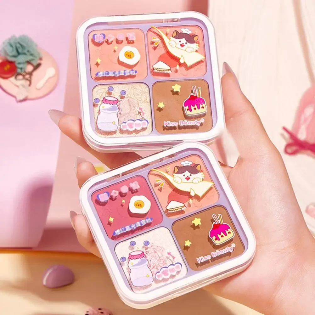 4-цветная персиковая палитра румян корейская косметика для макияжа румяна