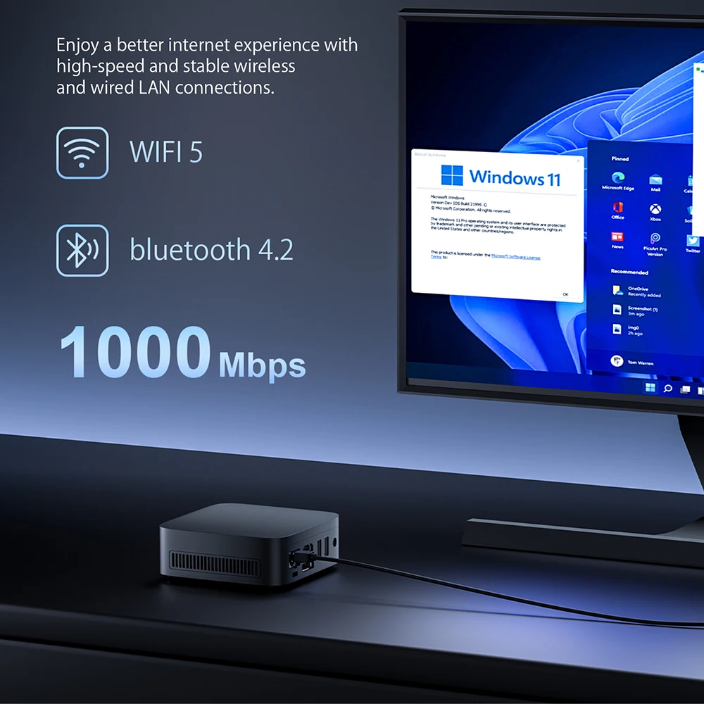 Мини-ПК T10 Intel Twin Lake N150 Windows 11 ультрамаленький карманный компьютер двойной SSD Type-C