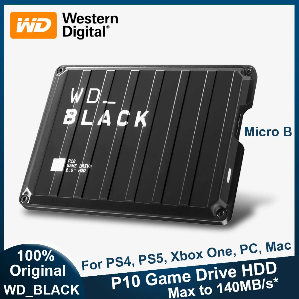 

Western Digital WD_BLACK P10 5TB 4TB 2TB Game Drive Portable External Hard Drive HDD Compatible with Playstation, Xbox, PC, Mac