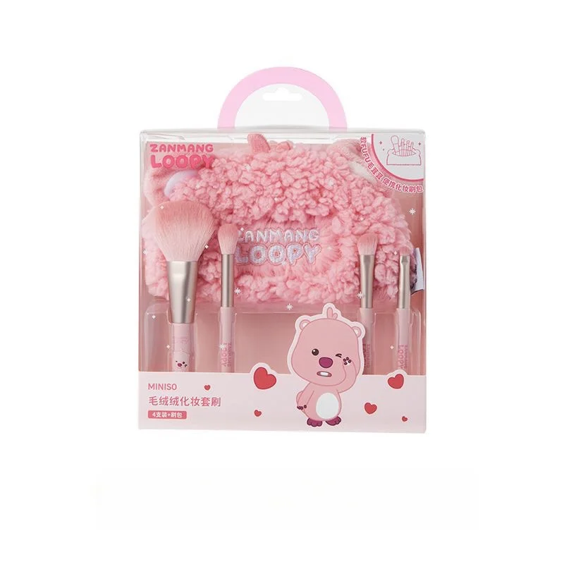 Miniso оригинальная кавайная лопи плюшевая сумка для макияжа с кисточкой Набор