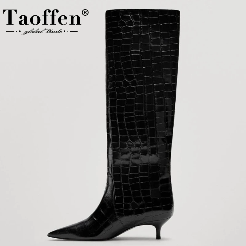 

Женские сапоги до колена Taoffen, зимние праздничные сапоги размеров 35-42 из натуральной кожи, 2023