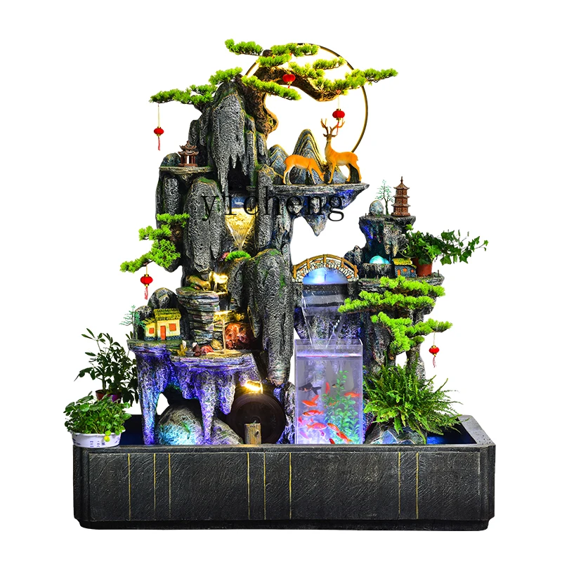 

XL Water Fountain Hallway Waterscape Fish Pond Decoration Large Floor Office Fortune
