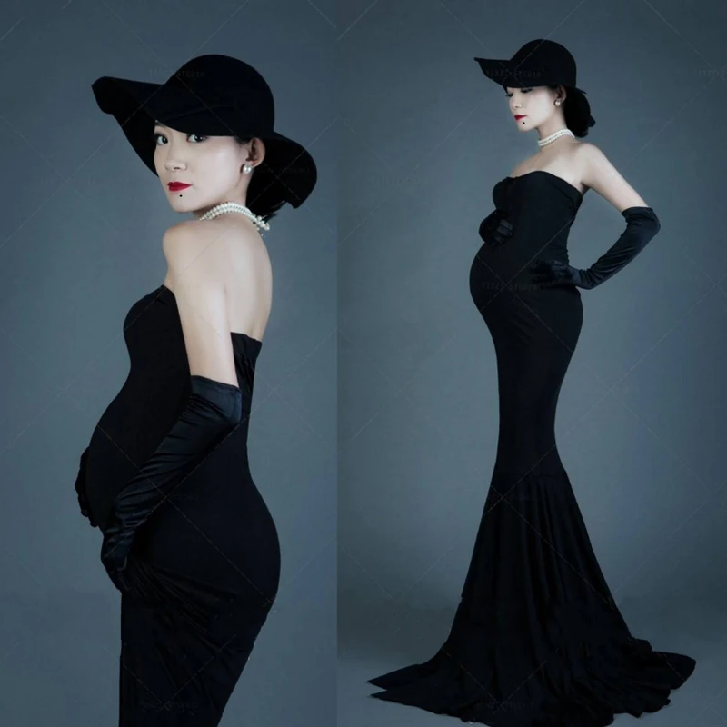 

Черные платья для беременных для фотосессии сексуальное платье с открытой спиной без рукавов вечернее платье для беременных женщин плотно...