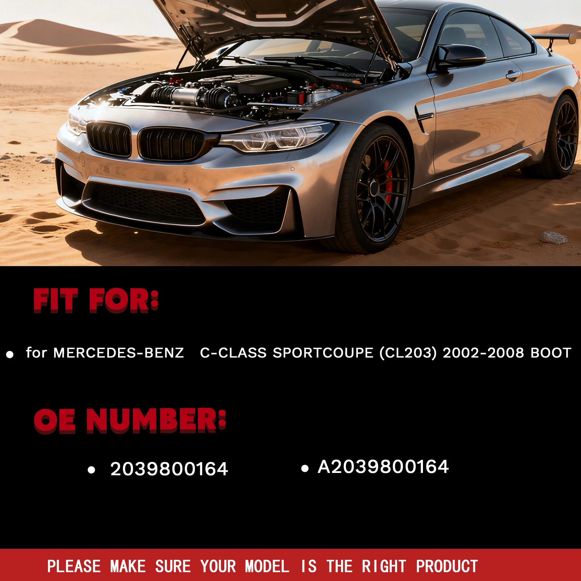 Фото Газовая пружина-амортизатор для багажника Mercedes-Benz C-Class SportCoupe CL203 2002-2008, 480Н №3