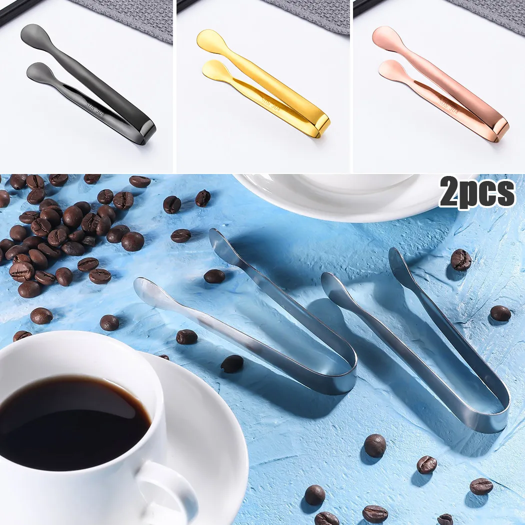 

Brand New Durable High Quality Practical Tong Tongs 2PCS 4.33 * 0.63 Inches Clip For Coffee Ice Tong Mini Serving