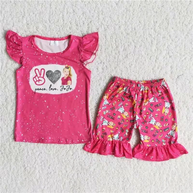 

summer baby outfit custom kids clothes toddler girl boutique clothing set flutter sleeve top and shorts set
