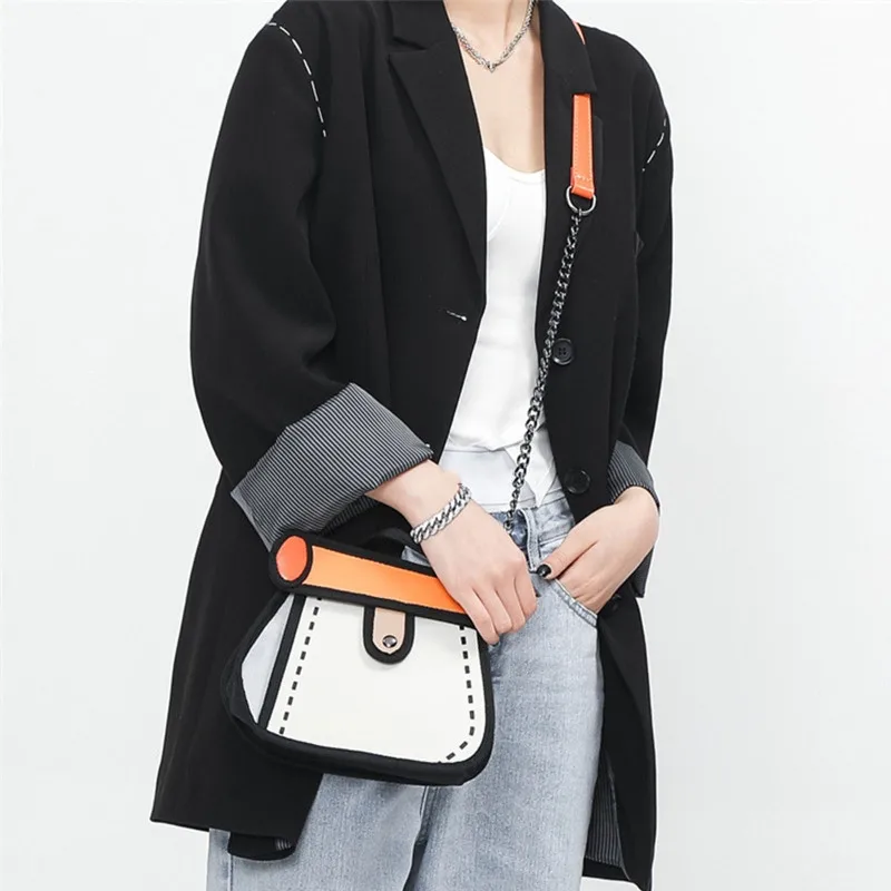 Стильная Холщовая Сумка для женщин милая сумочка кросс-боди с 2D рисунком