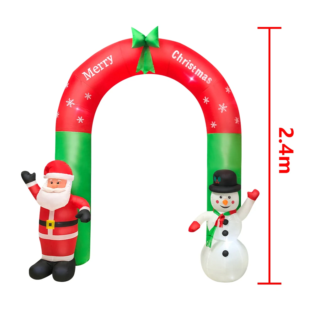 

2.4M Christmas Inflatable Arch Santa Snowman Inflatable Festive Supplies Site Layout Props for New Year Shop Mall Home Garden