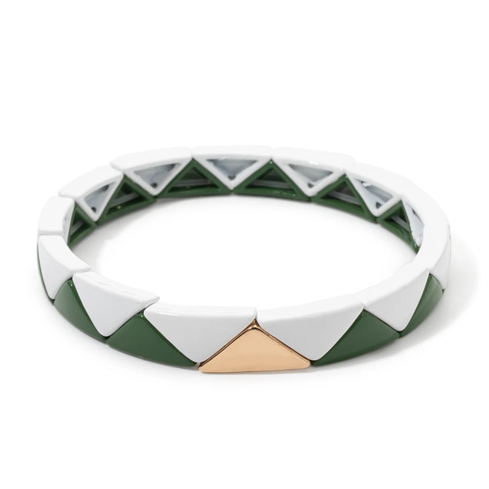 Женские эмалированные треугольные браслеты цветные бусины 2024x13 мм эластичный