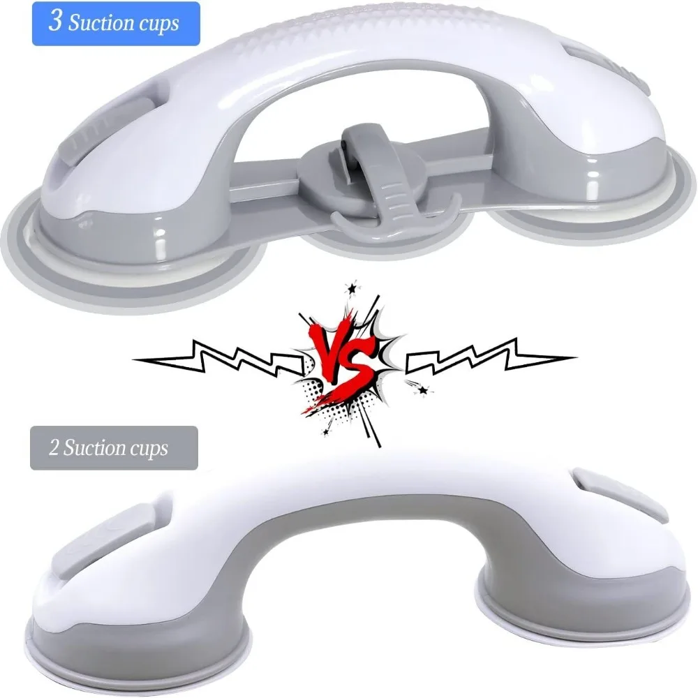 

ABS Bathroom Anti Slip Armrest Three Suction Cups Anti Slip Suction Cup Handle with Hook Easy To Disassemble