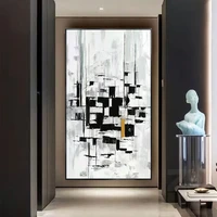 large size wall art abstract art black and white hand painted oil painting on canvas frameless
