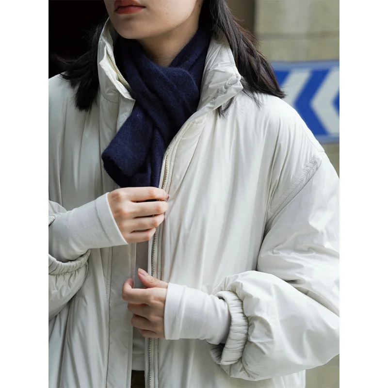 Winter New Cotton Casual Outdoor Plus Down Stand Collar Zip Loose Thin Windproof Warm Plus Long Down Jacket Jacket Women