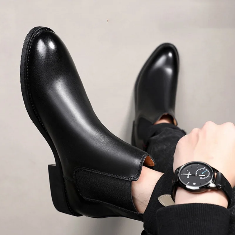 Брендовые мужские ботинки модные челси роскошные повседневные кожаные деловые