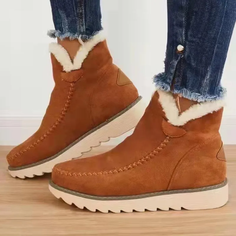 

Winter Boots with Plush for Women 2022 New In Anti Slip Platform Boots Comfortable Woman Wedges Warm Shoes Fur Snow Ankle Boots
