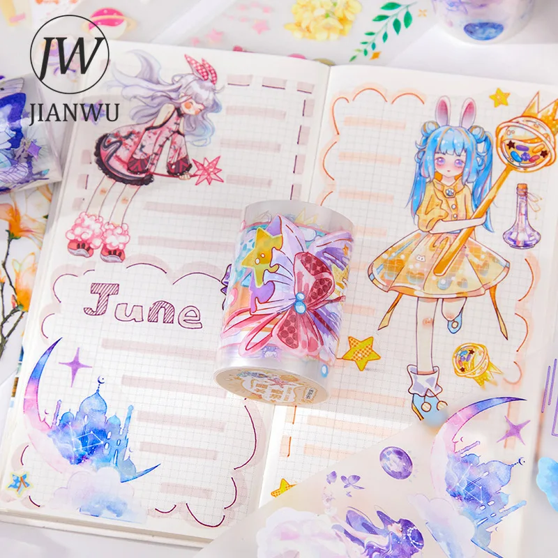 JIANWU 60 мм * 200 см мультфильм девушка журнал Материал ПЭТ васи лента милый персонаж