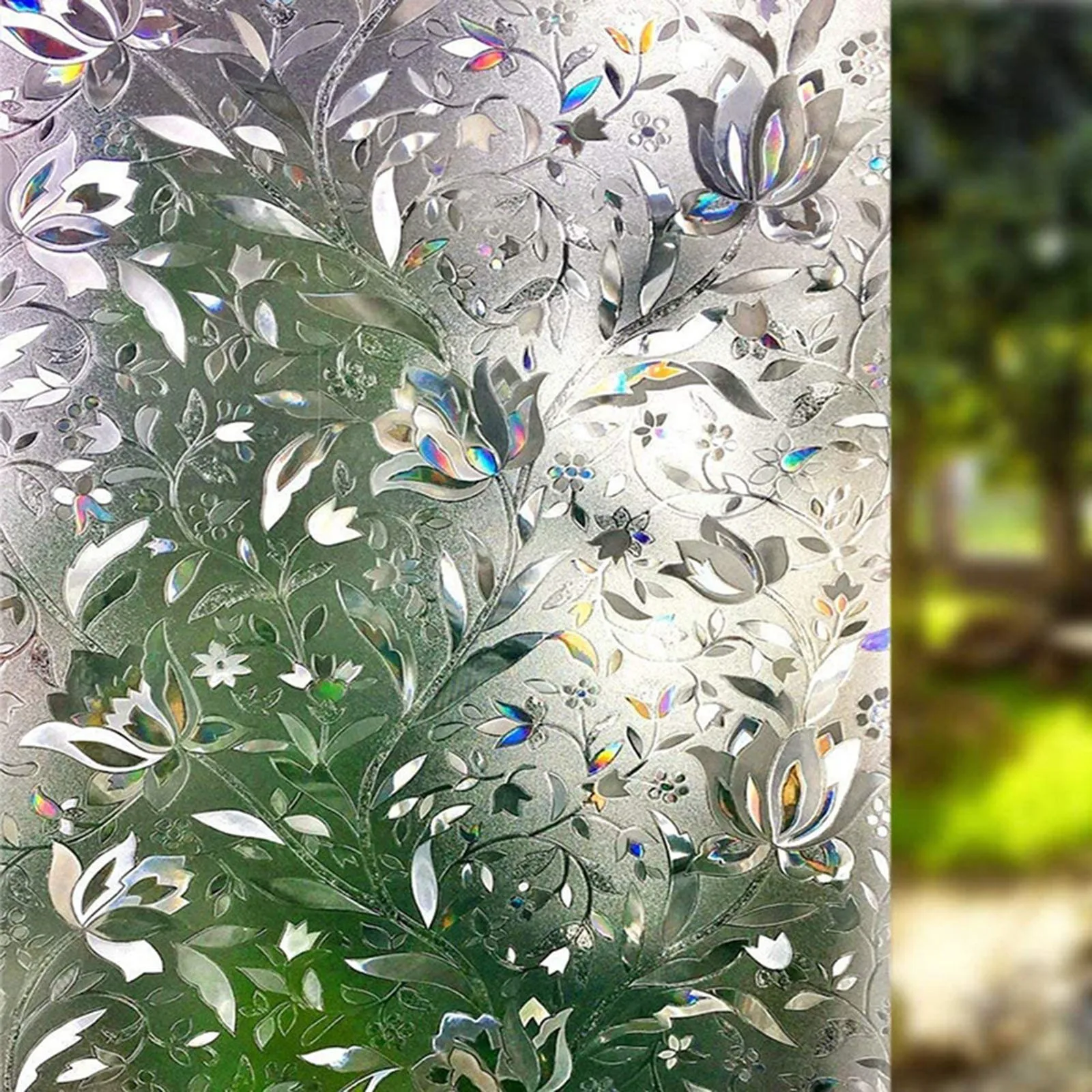 

Decorative Window Privacy Film Rainbow Window 3D Clings Stained Glass Decals Static Cling Glass Sticker Non-Adhesive