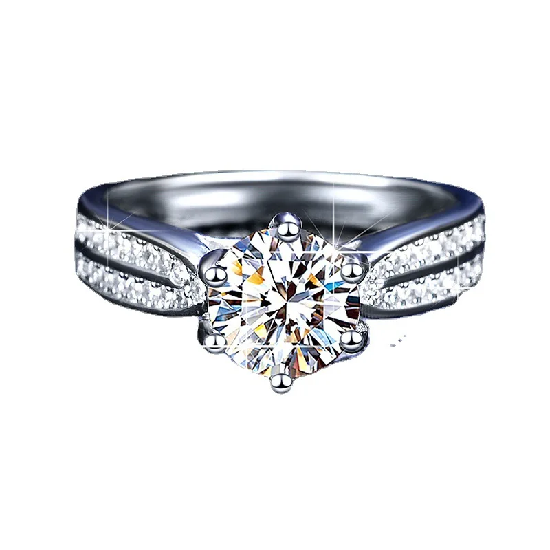 

Кольцо с муассанитом, предложение из стерлингового серебра, кольцо с шестью когтями, проекционное кольцо