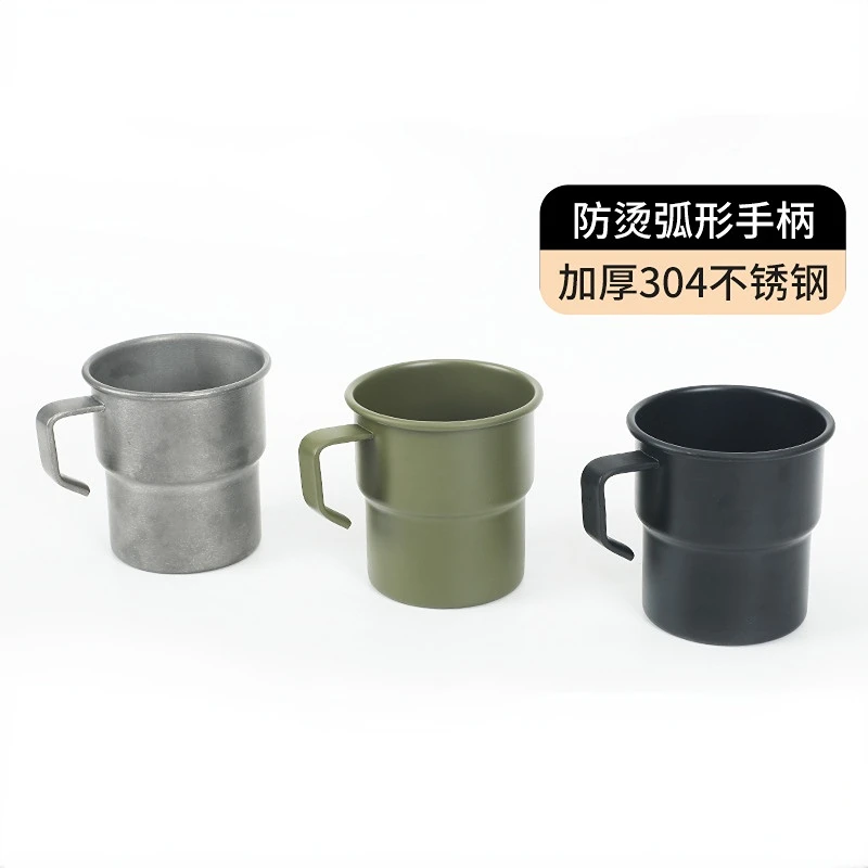

Портативная походная кружка для воды из нержавеющей стали SUS304, кружка для кемпинга, пива, пешего туризма, кофейные чашки с антипригарным пок...