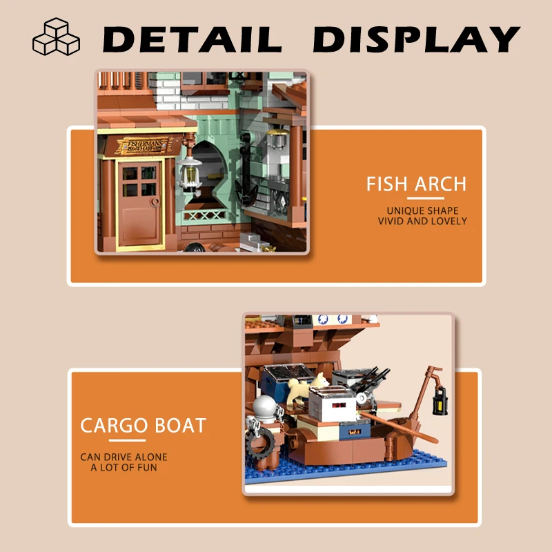 Модель Машины Mini-kirpichnaya Рыболовная Деревня Строительные Блоки Вид На Город Улицу