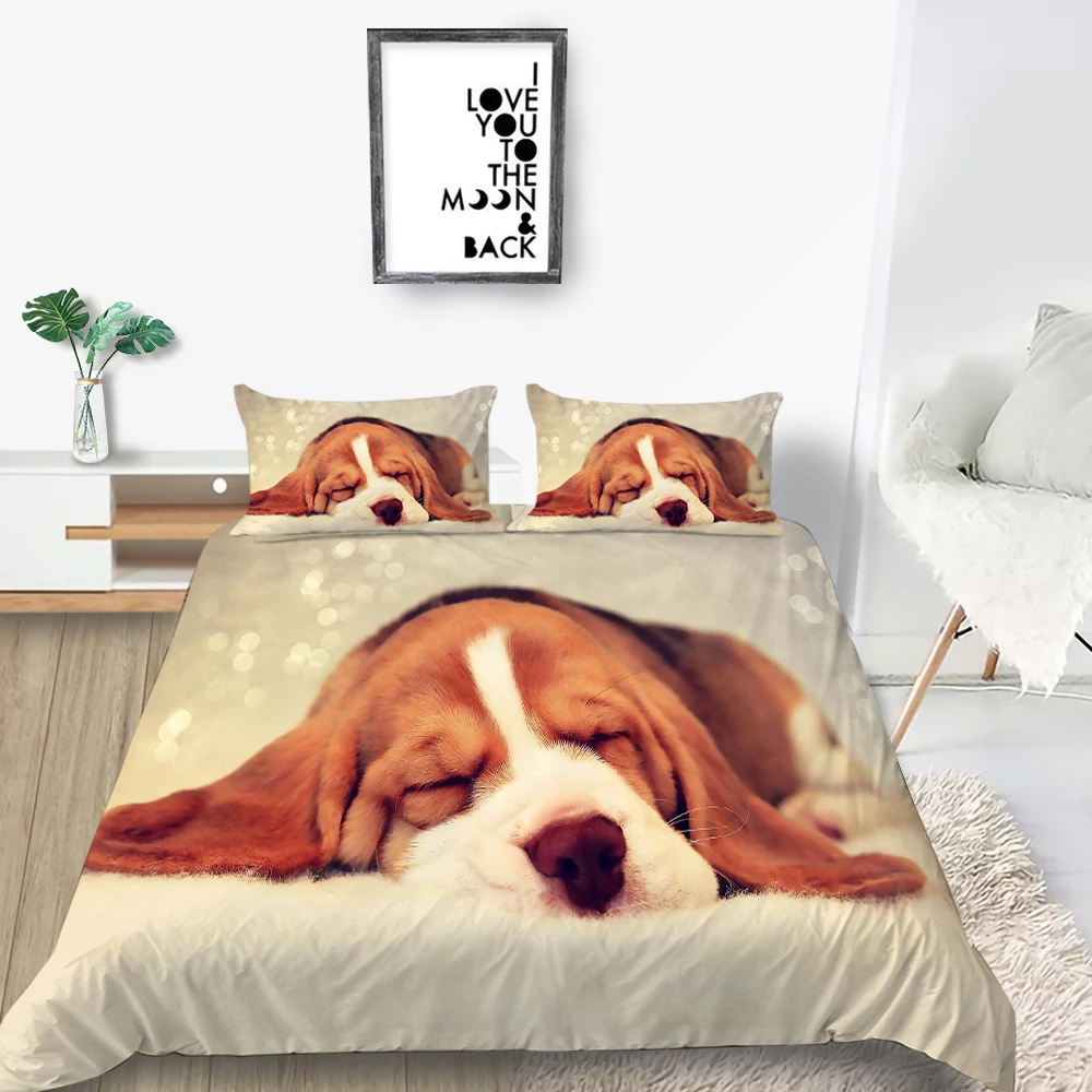 

Animal Dog Bedding Sets 3D Cute Dog Fashion Duvet Cover Queen King Twin Lovely Pet Dog for Kid Adults Children Room Decoration