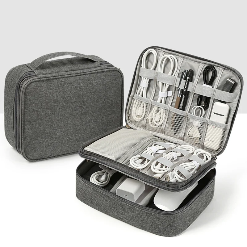 

Gadget Briefcase Digital Accessories Organizer Wires Portable Charger Pouch Kit Travel Cable Case Zipper Storage Bag