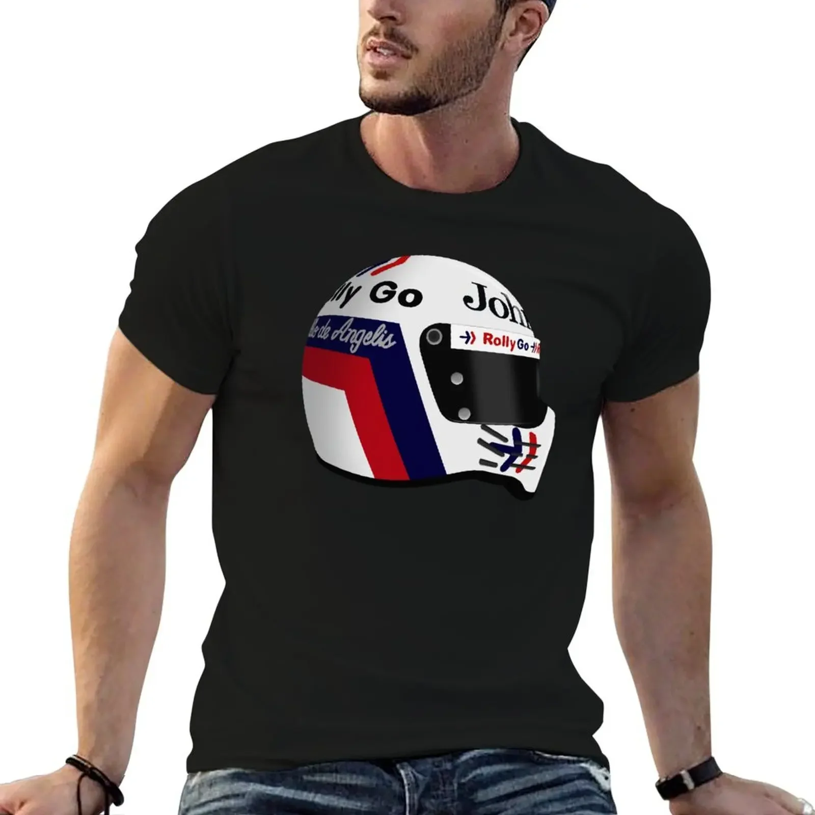 Elio de Angelis-1985 футболка с правым шлемом заготовки летние топы футболки для мужчин