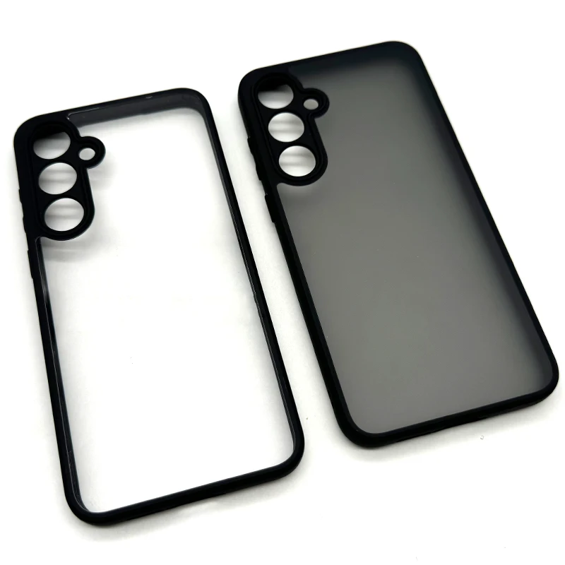 Чехол для Samsung Galaxy A55 с черными краями Прозрачный ударопрочный чехол из