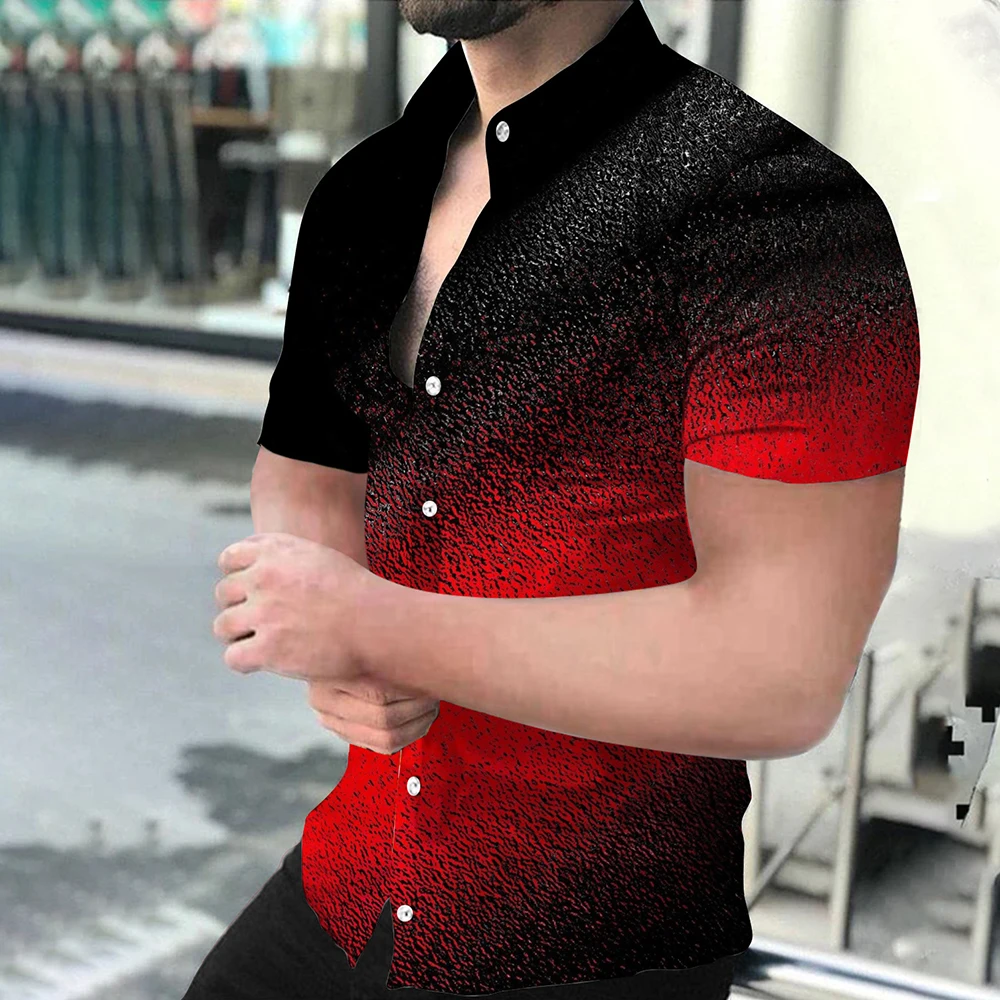 

Fashion Men's Vintage Print Shirts Casual Fitness Short Sleeve Hawaiian Single Breasted Summer Shirt Male Clothing