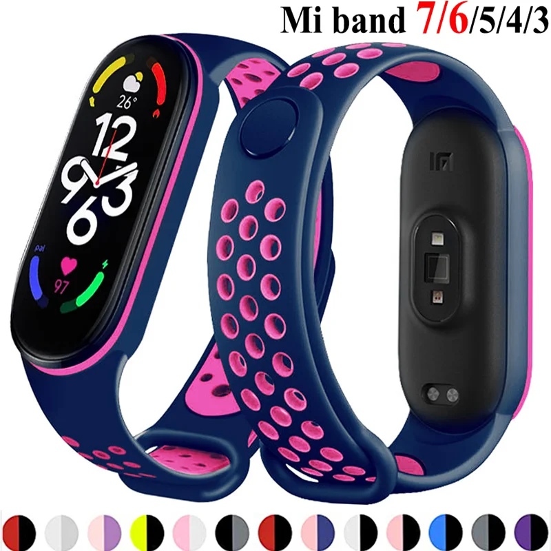 

Sport Watchband for Xiaomi Mi Band 7 6 NFC Bracelet Silicone watch wristband Miband 4 Belt pulseira correa mi band 3 4 5 8 strap
