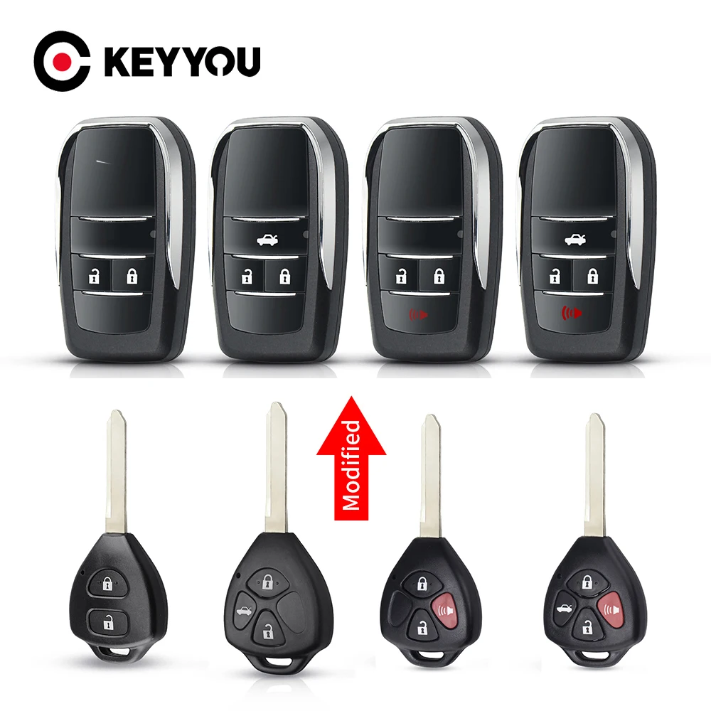 KEYYOU For Toyota 2/3/4BT Replacement Modified Remote Car Key Case Shell For Toyota Corolla Camry Auris TOY47 Upgrade Key Case