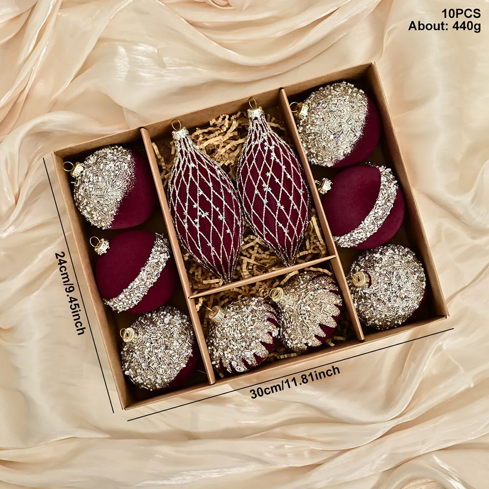 10 шт. 8 см флокированные рождественские шары специальной формы елочные украшения