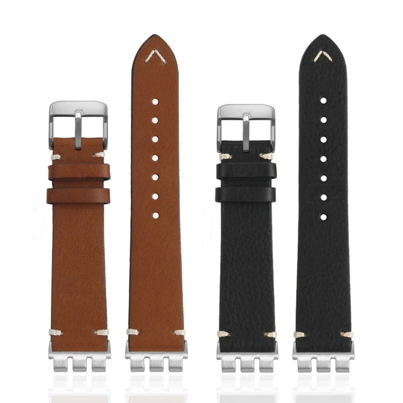 Ремешок из воловьей кожи для Swatch YVS420 YVS454 451 400 YVB404 вогнуто-выпуклый интерфейс Trident