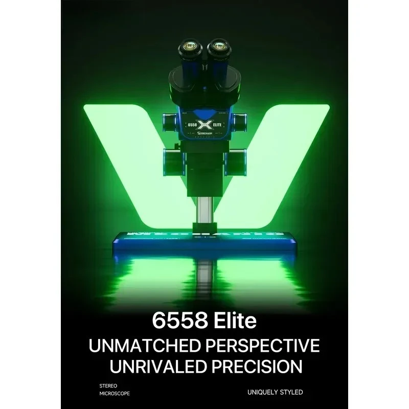 Фото Микроскоп стереоскопический тринокулярный MECHANIC 6558 Elite, увеличение 6.5X-58X, рабочее расстояние 100 мм, для ремонта печатных плат и микрометрических работ №2