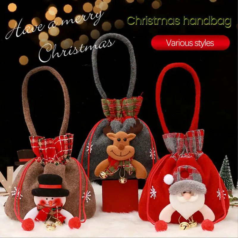 

New Christmas Decorations Santa Claus Sack Gift Bag Plush Children's Candy Bag Eve Gift Apple Bag Christmas Party Supplies