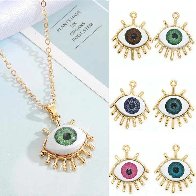 

10pcs/Pack Turkish Evil Eye Earring Resin Charms DIY Lucky Vintage Devil'S Eye Pendants For Necklace Keychain Jewelry Make C52-2