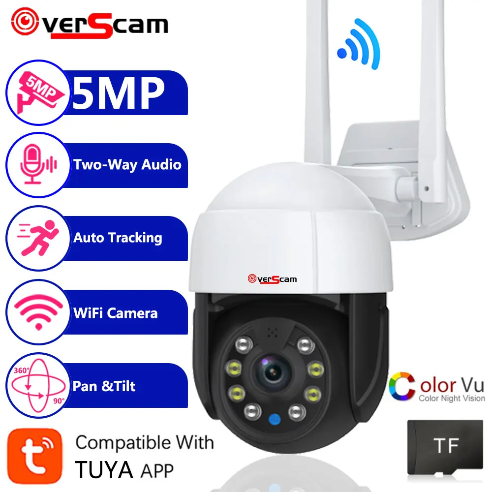 

Tuya WiFi Smart Camera Smart Life Cloud 5MP Auto Tracking PTZ IP Camera Outdoor Motion Detect Alarm CCTV Home Security Cam